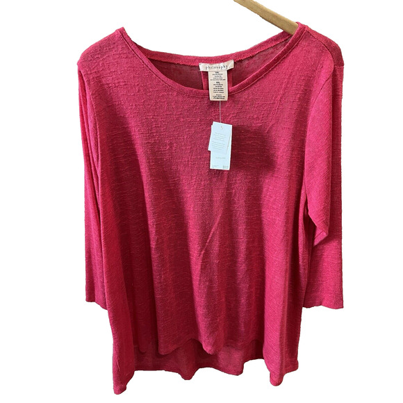 Philosophy pink High-Low pullover relaxed comfy Tunic 3/4 Sleeves Sz XXL NWT - Picture 1 of 3